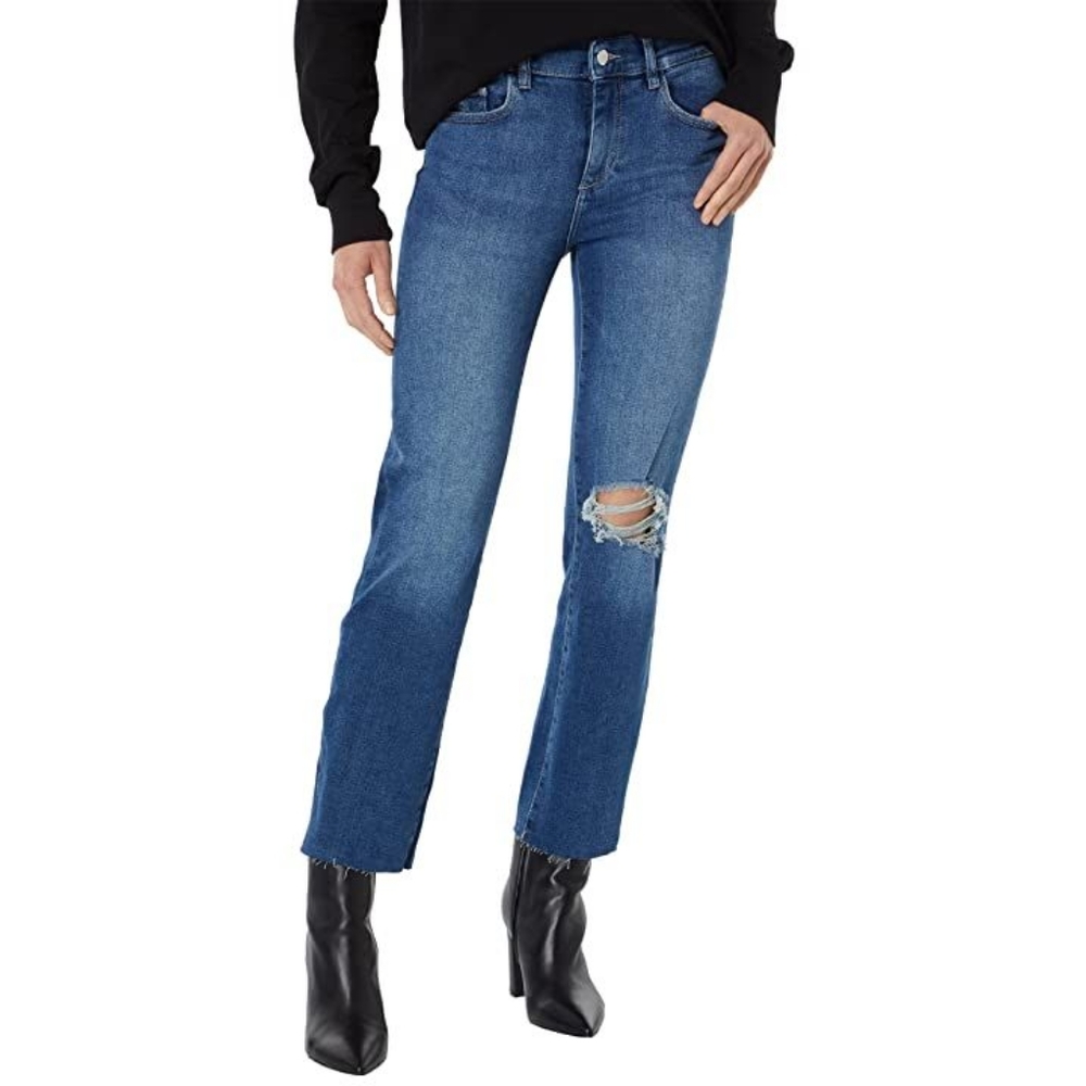 DL1961 Mara Straight Instasculpt Distressed Ankle Jean